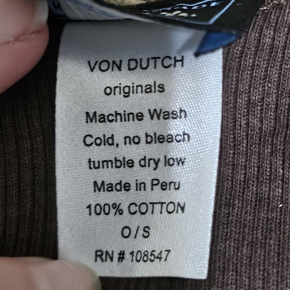 New Von Dutch Tank Maroon Yellow Script Ribbed Stretch - Picture 5 of 6